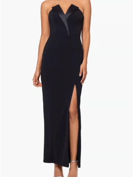 Betsy & Adam Dresses & Skirts - Betsy & Adam Black Strapless Tuxedo Gown